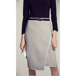 MM LaFleur Womens Chelsea Skirt Sz 8 Gray Faux Wrap Wool Knit Pencil Minimalist